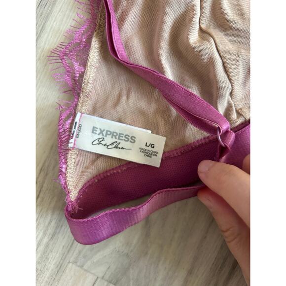 Women's Size Large Express One Eleven Purple Lace Bralette Wire Free - Picture 3 of 4